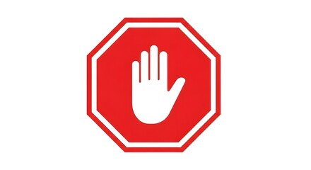 Obraz premium Stop Sign with Hand Symbol - Warning and Prohibition Concept.