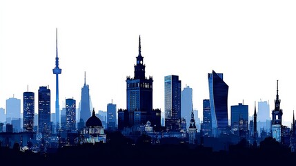 Stunning Warsaw Skyline Silhouette Presented