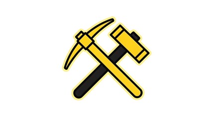 Crossed pickaxe and hammer symbol representing mining and industry.