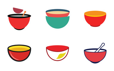 Fototapeta premium bowl icon silhouette vector illustration design set 
