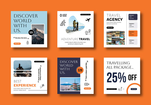 Travel Social Media Post Editable Template Design