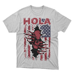 HOLA Skull Ripping Through American Flag T-Shirt   Distressed Patriotic USA Graphic Tee © kamrunnahar