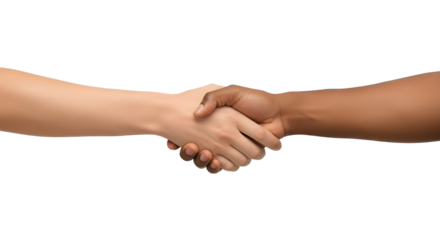 Professional handshake between diverse business partners symbolizing cooperation, trust, and successful agreement. isolated PNG with Transparent Background