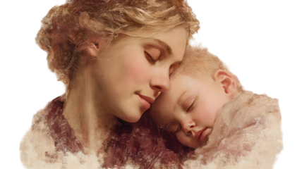 Mother and baby's love, a portrait of family joy, happiness, and a parent's gentle hug