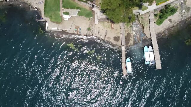San Antonio Palopo town dock located in the department of Solola in Guatemala