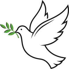 Obraz premium Dove peace olive branch bird flying freedom hope symbol religion faith love white