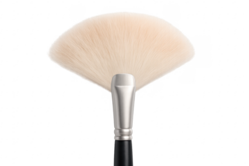Face makeup brush for blush and highlighter on transparent background