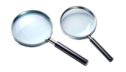  Pair of magnifying glasses featuring classic and modern designs isolated on transparent background