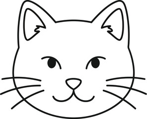 Obraz premium Cat face feline pet animal whiskers cute domestic mammal outline drawing art