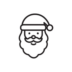 Jolly Santa Claus Head Line Art Icon for Christmas and Holiday Designs