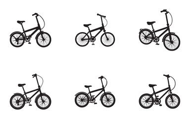 Fototapeta premium Seamless Pattern of BMX Bikes Silhouette on White Background for Sport and Recreation Design Ideas and Creative Projects