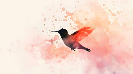 minimalist bird silhouette in watercolor soft