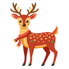 Christmas Reindeers Vector Art Isolated on White Background – Festive Holiday Illustration, Winter Animal Symbol, and Santa Sleigh Decoration Design