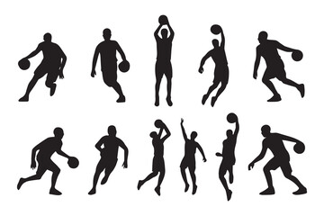 silhouette of basketball player pose
