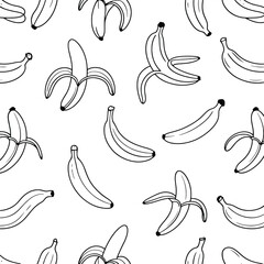 Obraz premium Seamless Pattern of Hand Drawn Bananas on White Background