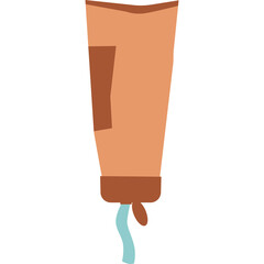 Brown Squeeze Tube Dispensing Light Blue Liquid Against White Background Simple Flat Design Illustration