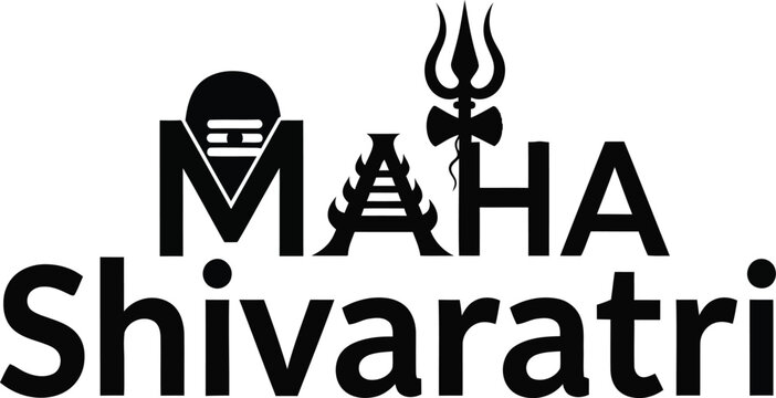 Hindu Lord Shiva Maha Shivratri Vector with Sacred Trishul and Lingam .