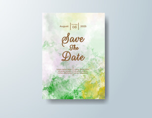 Wedding invitation with abstract splash watercolor