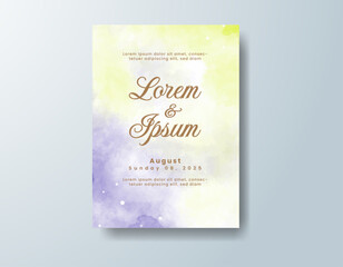 Wedding invitation with abstract splash watercolor