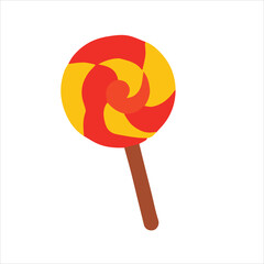 Colorful Red and Yellow Lollipop Vector Illustration