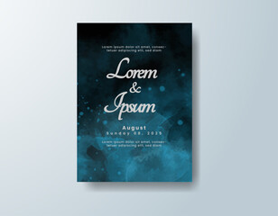 Wedding invitation with abstract splash watercolor