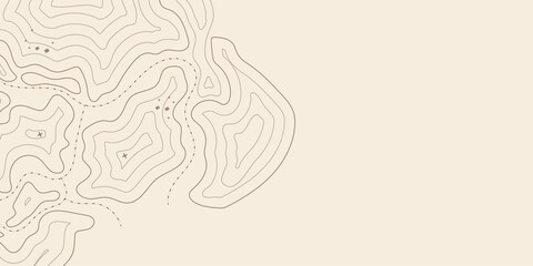 Minimal topographic map background, Simple brown contour line terrain design. Topographic map background.