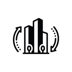 Black solid icon for urban renewal