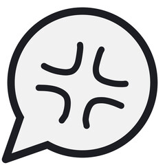 シンプルな丸い吹き出し　イラッとマーク（吹き出し内白塗り版）
