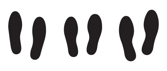 Footprint Silhouette Icons. Minimalist Black Traces Representing Movement and Positioning.
