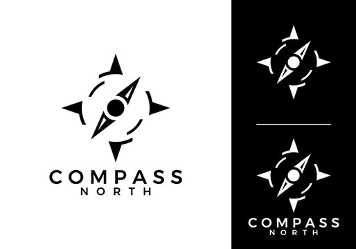 compass north simple modern logo design template	
