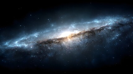 Fototapeta premium Spectacular spiral galaxy observed edge-on against the dark expanse of deep space