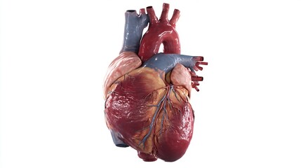 Anatomical Heart Illustration: Detailed Rendering of the Human Circulatory Organ on White Background for Educational Purposes