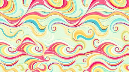 Fototapeta premium Vibrant abstract swirling pattern with rainbow colors and a playful, energetic feel, perfect for textiles and design