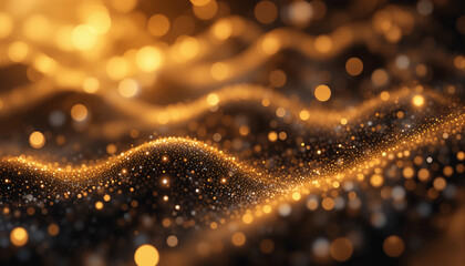 Abstract Golden Bokeh Wave Surface