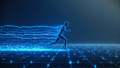 Digital Human Sprint Across Data Grid