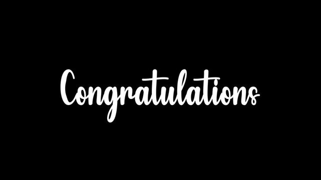 Calligraphy handwriting congratulation text animation. congratulations lettering, hand draw Congratulations text.