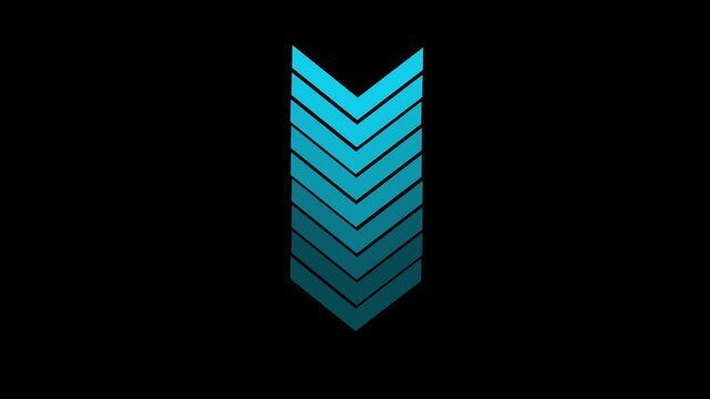 Down arrow icon animated on a black background.