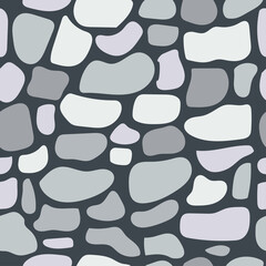 Seamless Pattern of Irregularly Shaped Gray and White Stones on a Dark Gray Background Realistic Texture for Wallpaper or Graphic Design