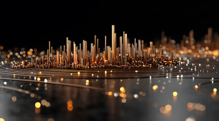The golden urban landscape with a sense of technology