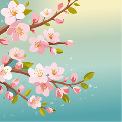 Blossoming apricot tree branches with copy space web banner spring time concept