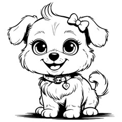 Fluffy Puppy with Heart Collar