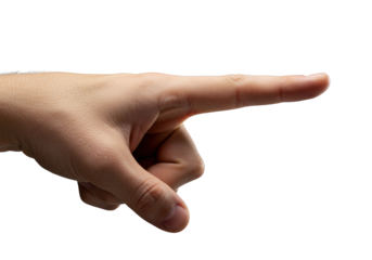 Fair-skinned human hand, index finger extended, extreme close-up of pores, lines, veins, isolated on transparent, professional raking light, precise skin texture observation concept