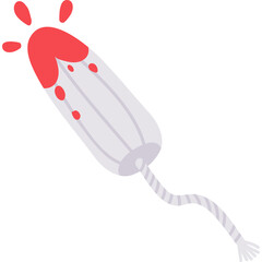 Illustration of a White Tampon with Red Blood Spots and String Against a Transparent Background Showing Menstrual Flow Health Awareness Concept