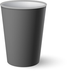 Simple Gray Paper Cup With A Light Gray Rim And A Subtle Shadow On A Transparent Background, Isolated Studio Shot
