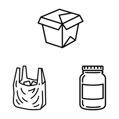 Food Packaging Icon Set Takeaway Box Bag Jar Outline Vector