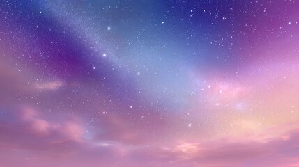 Obraz premium Stunning Night Sky with Vibrant Colors and Twinkling Stars Above Gentle Clouds at Dusk