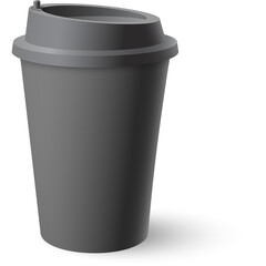 Simple Gray Coffee Cup With Lid and Shadow on a White Background Ready for Branding and Design Elements