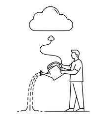 Man Watering a Cloud