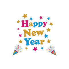 Happy new year lettering on white background