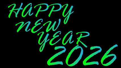 Happy New Year 2026 – Futuristic Neon Glowing Text on Dark Background